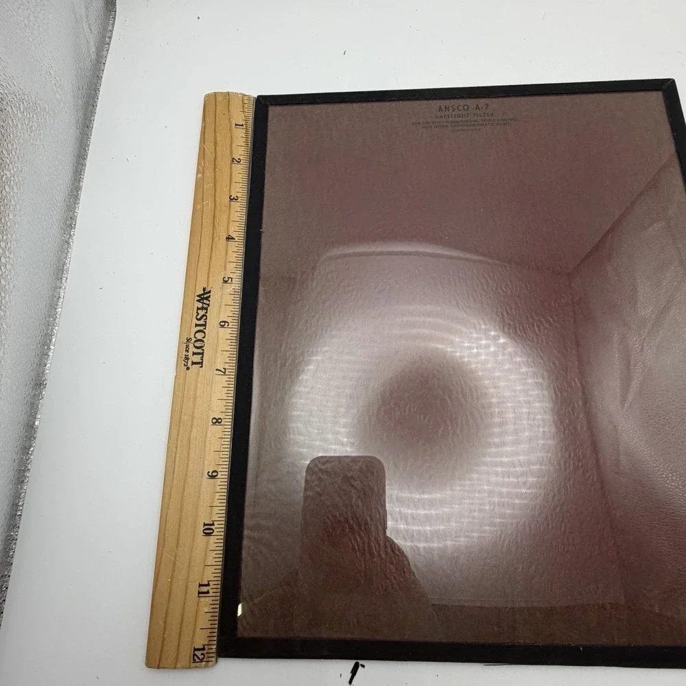 Vtg Ansco‎ A-7 Red Safelight Glass Filter w/ Envelope Darkroom Photography USA